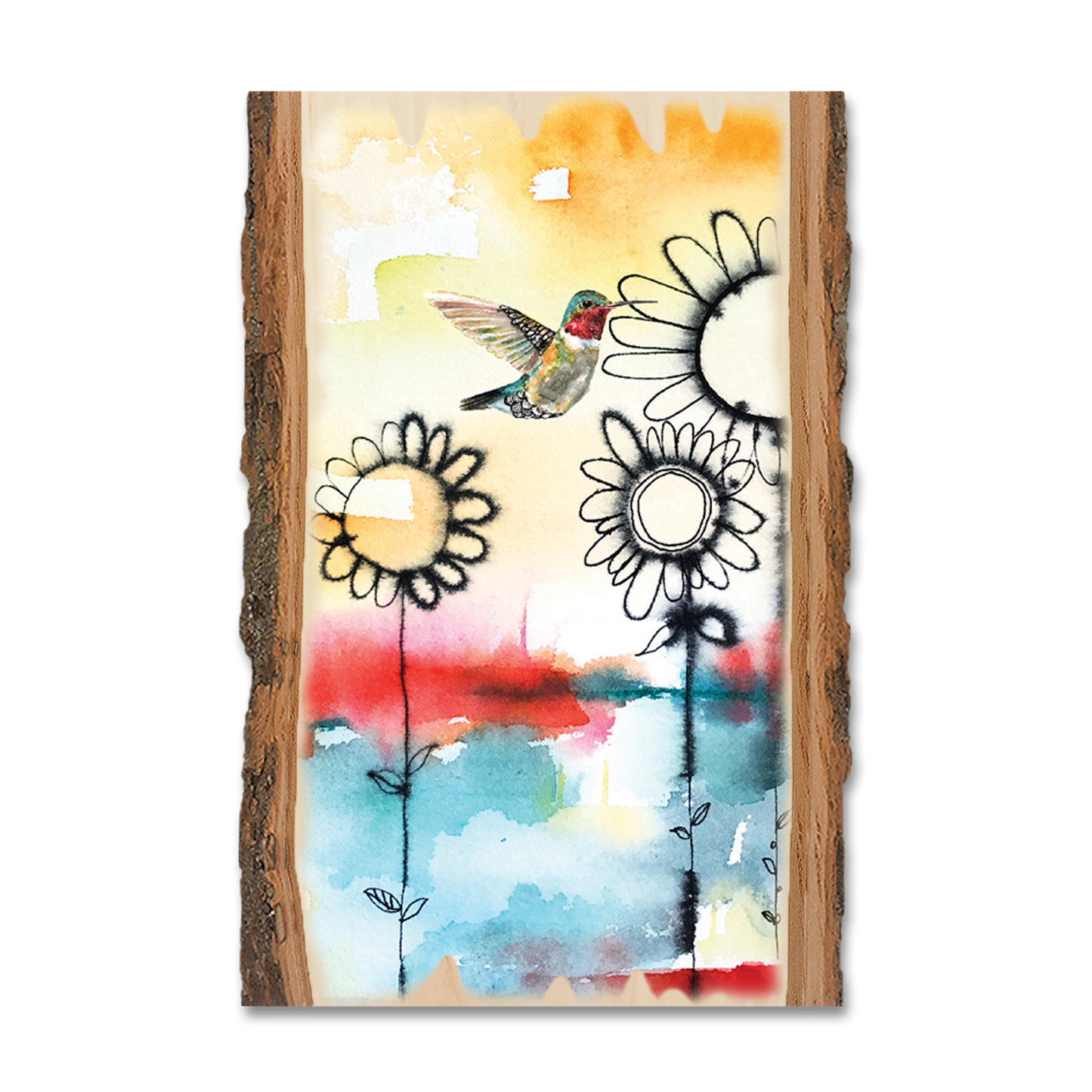 Ornament: Live Edge - Henning's Fuzzy Flowers & Bird