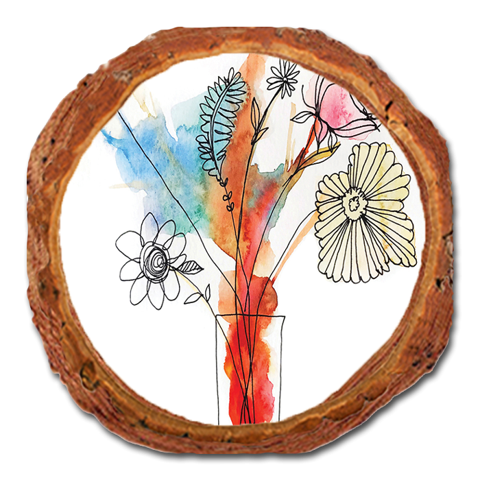 Coaster: Live Edge - Henning's Flowers In Vase (Pack of 5)