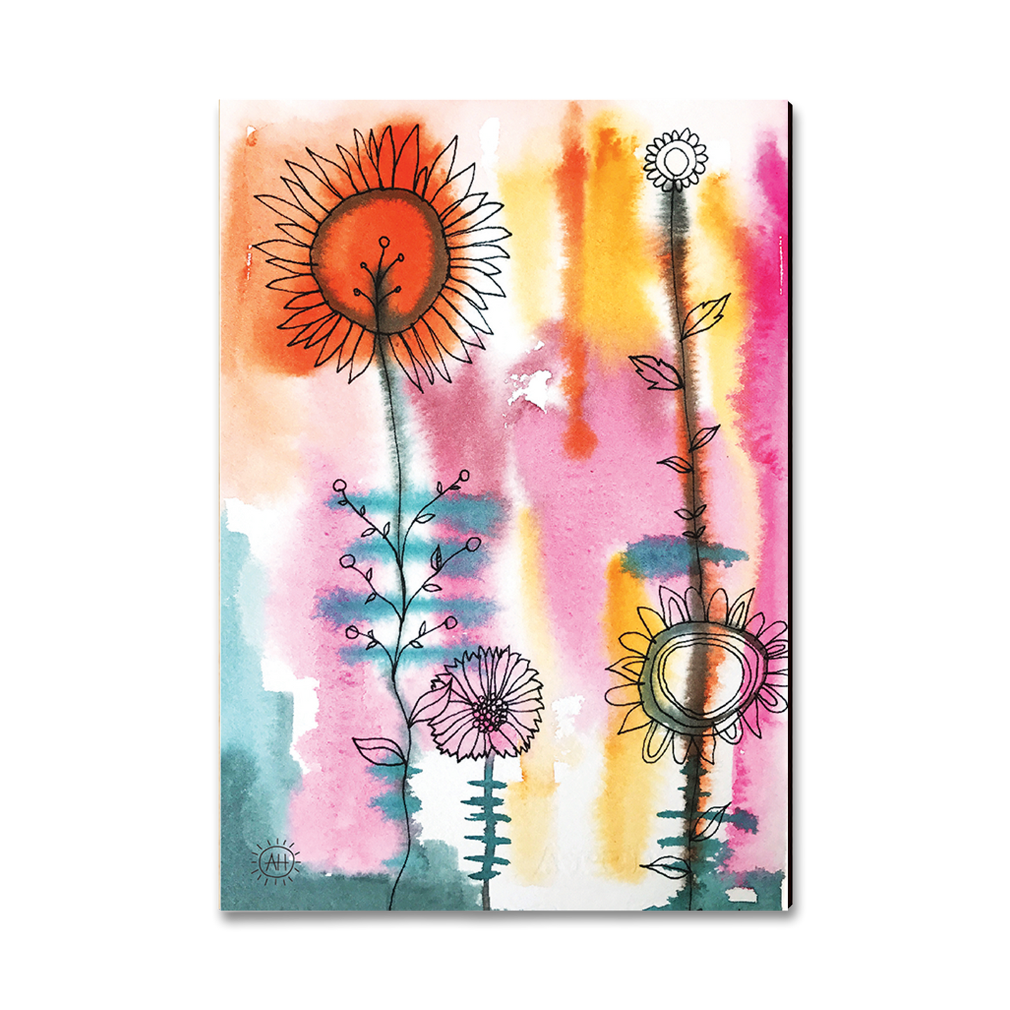 Postcard: Classic Edge - Henning's Pink Orange Flowers