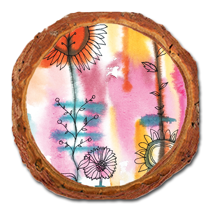 Coaster: Live Edge - Henning's Pink Orange Flowers