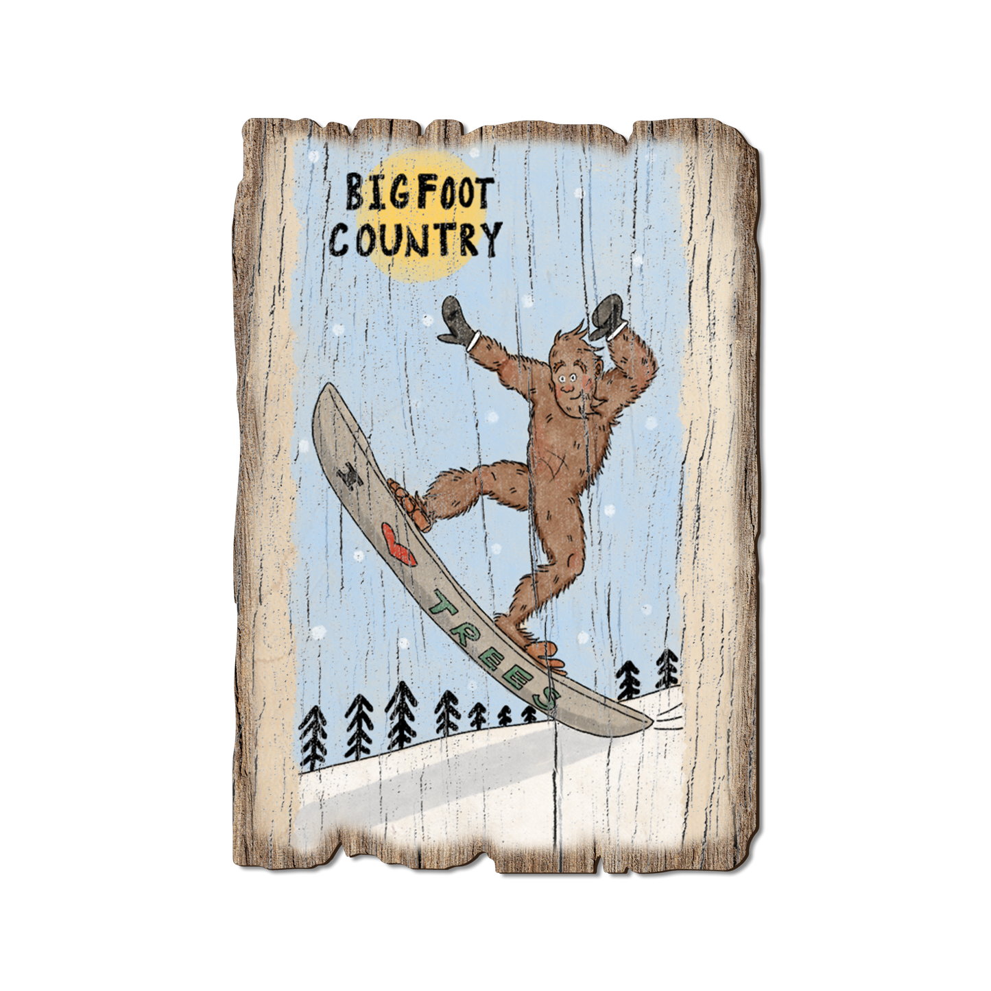 Postcard: Weathered Edge - Bigfoot Snowboarder (Pack of 5)