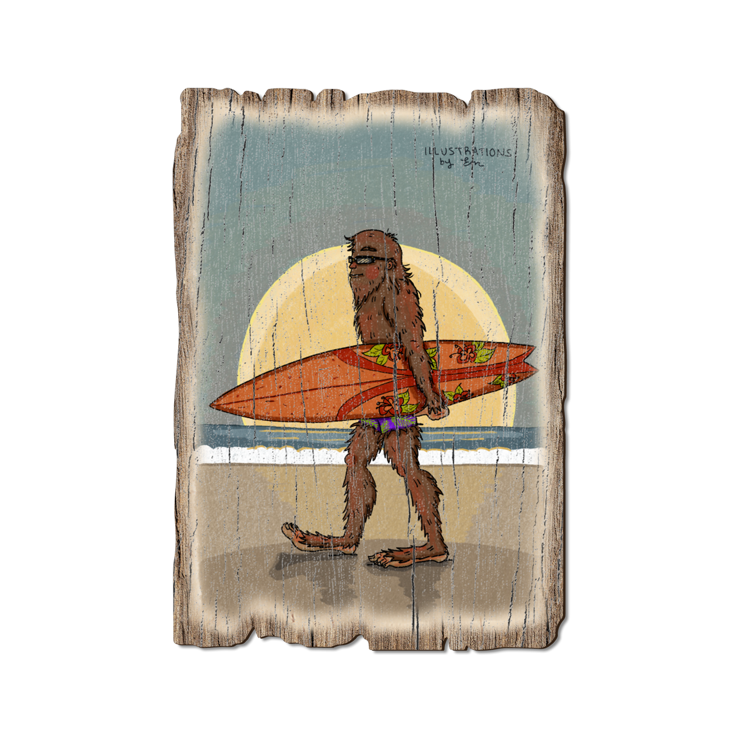 Ornament: Weathered Edge - Bigfoot Sunset Surf (Pack of 5)