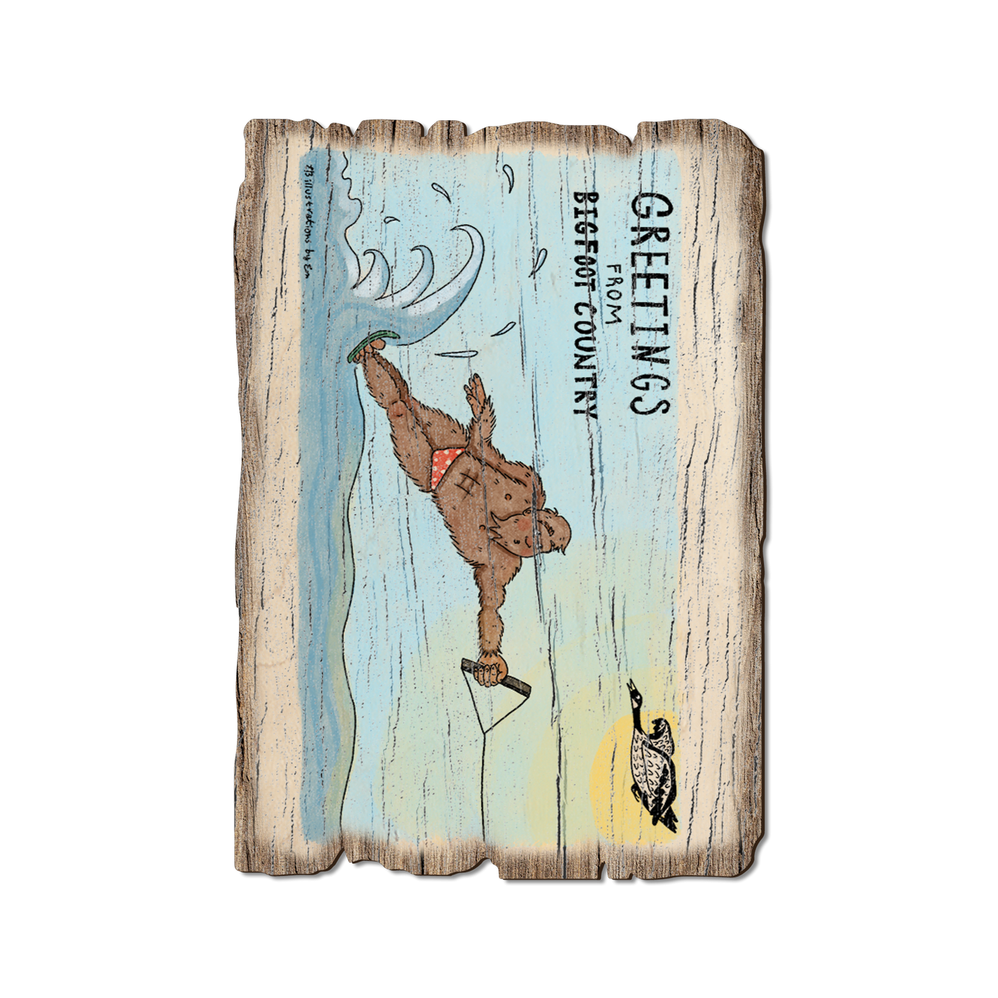 Ornament: Weathered Edge - Bigfoot Water Skier (Pack of 5)