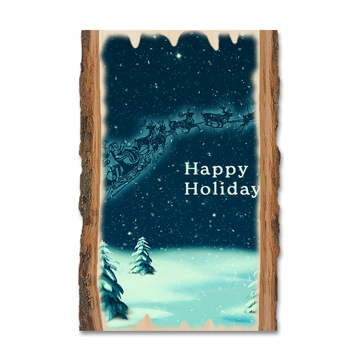 Magnet: Live Edge - Blue Santa Sleigh