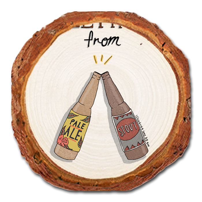 Coaster: Live Edge - Cheers Beers (Pack of 5)