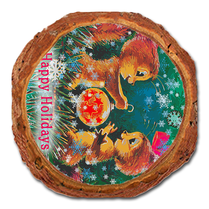Coaster: Live Edge - Cute Holiday Squirrels