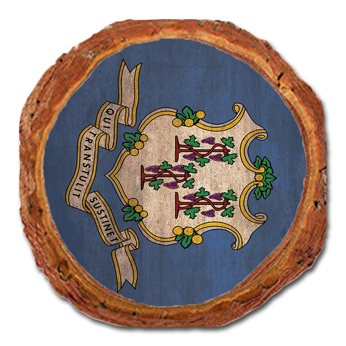 Coaster: Live Edge - Connecticut State Flag
