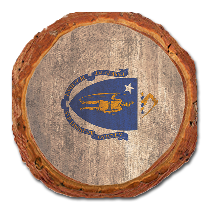 Coaster: Live Edge - Massachusetts State Flag
