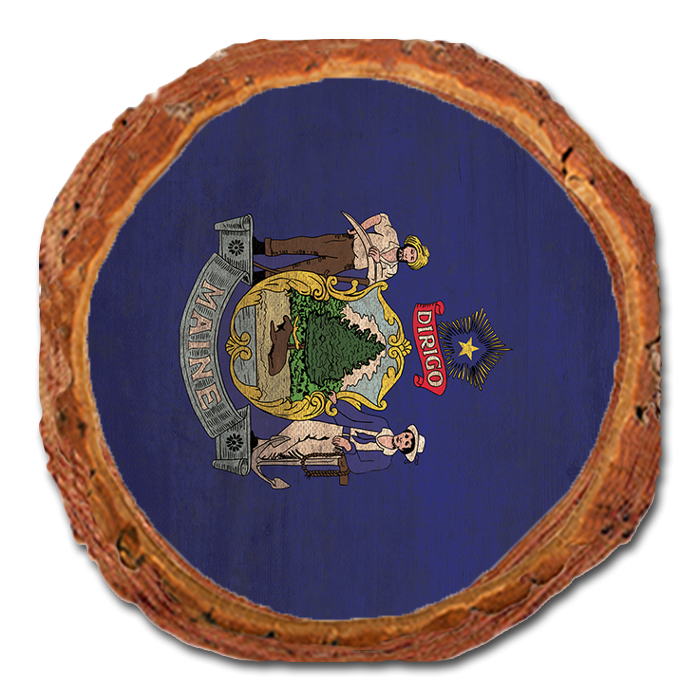 Coaster: Live Edge - Maine State Flag (Pack of 5)