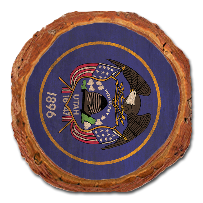 Coaster: Live Edge - Utah State Flag (Pack of 5)