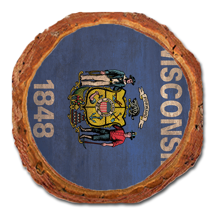 Coaster: Live Edge - Wisconsin State Flag