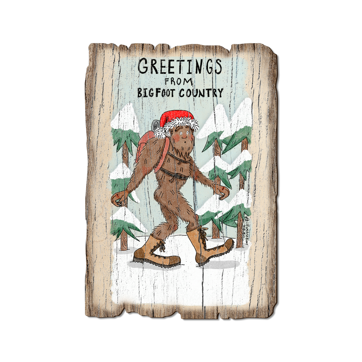 Ornament: Weathered Edge - Holiday Bigfoot Hiker (Pack of 5)
