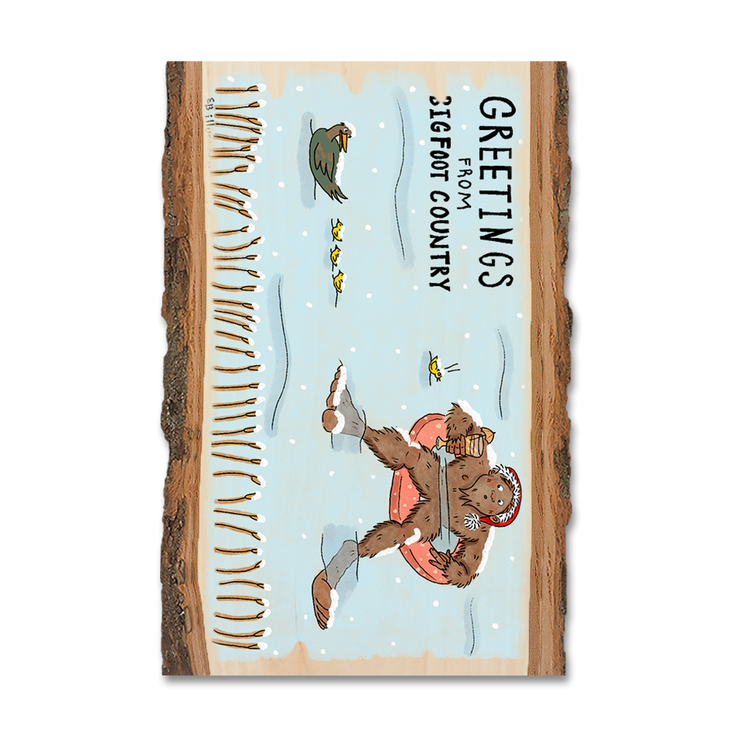 Ornament: Live Edge - Holiday Bigfoot Swimmer