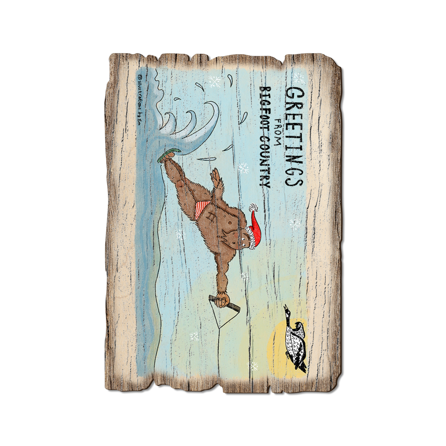 Ornament: Weathered Edge - Holiday Bigfoot Water Skier (Pack of 5)