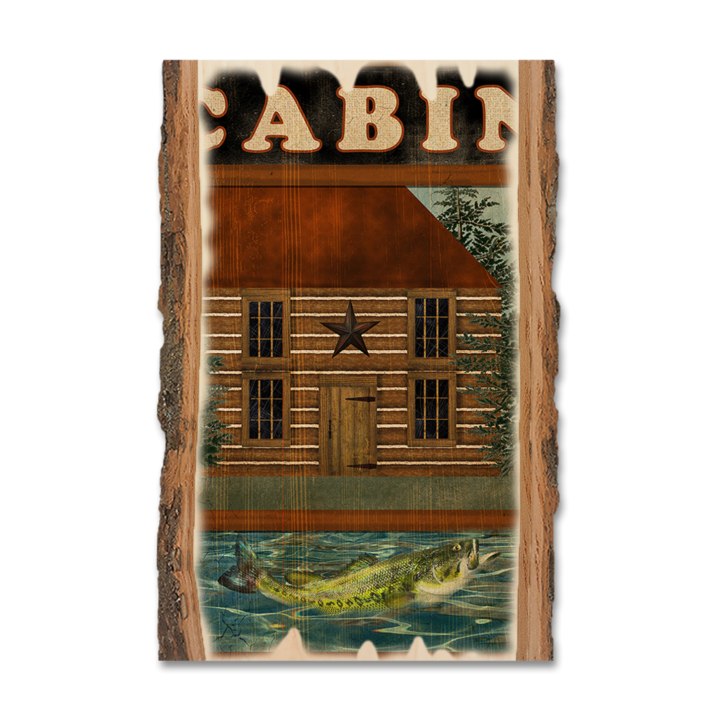 Postcard: Live Edge - Cabin & Fish