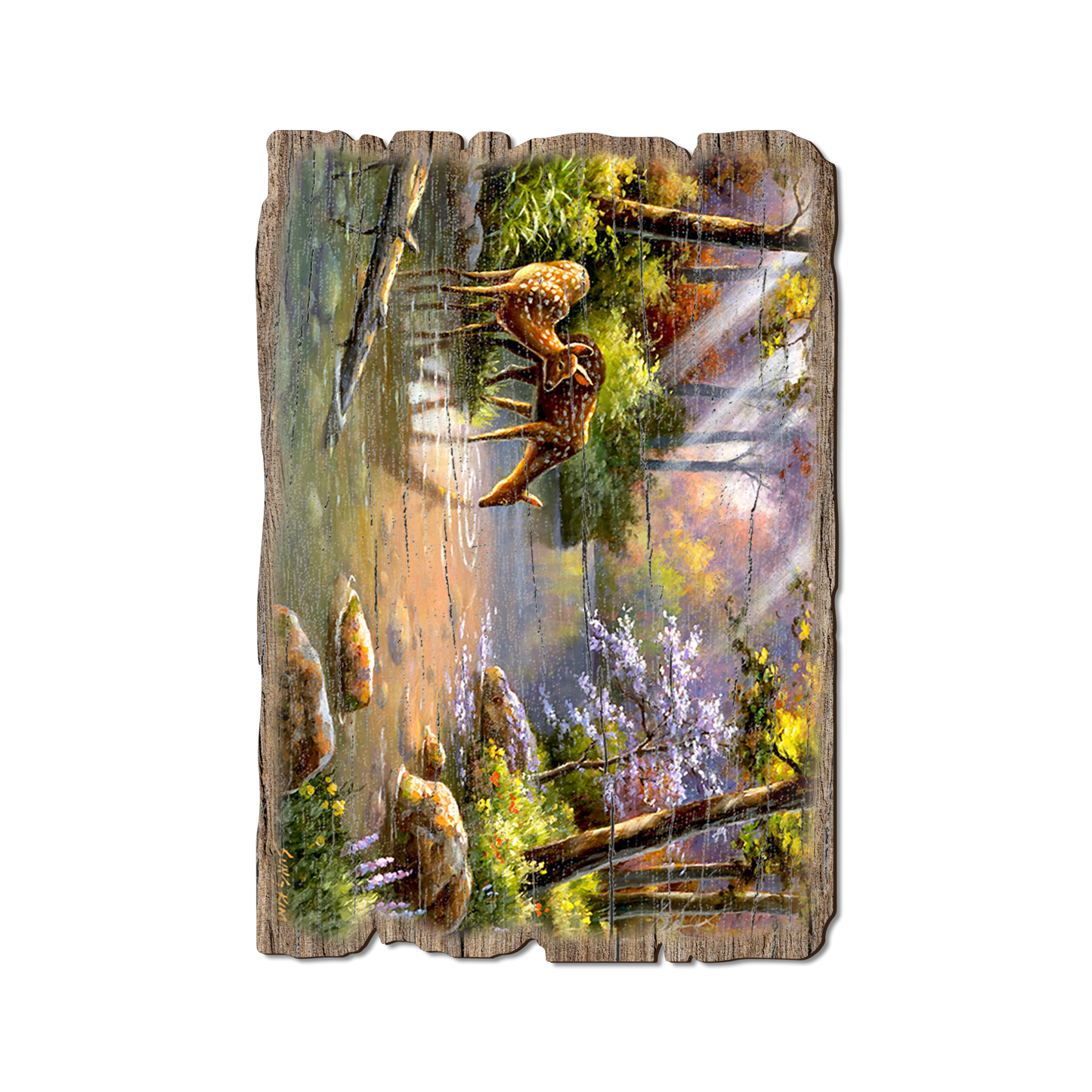 Greeting Card: Weathered Edge - Kim's Deer In Stream