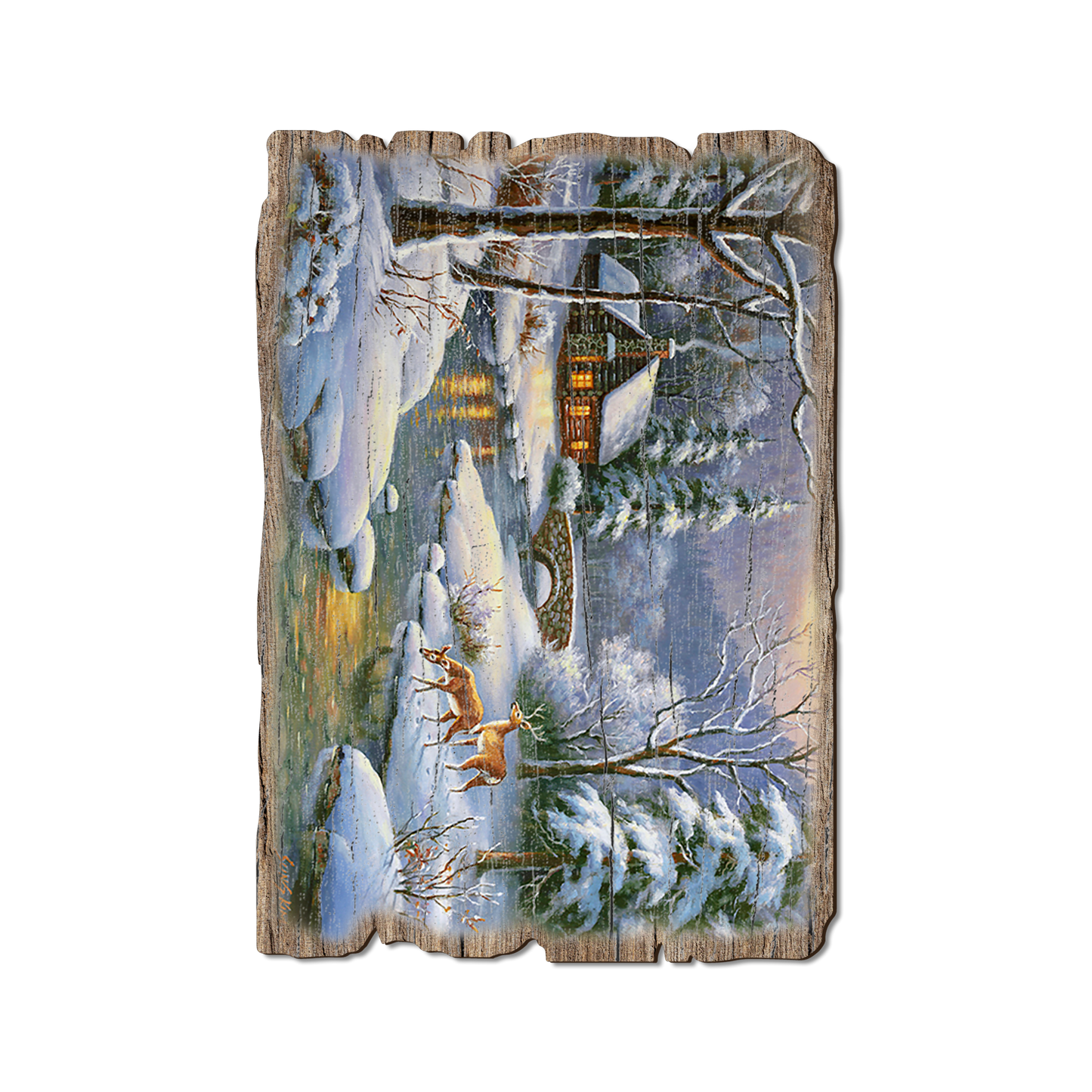 Greeting Card: Weathered Edge - Kim's Winter Deer