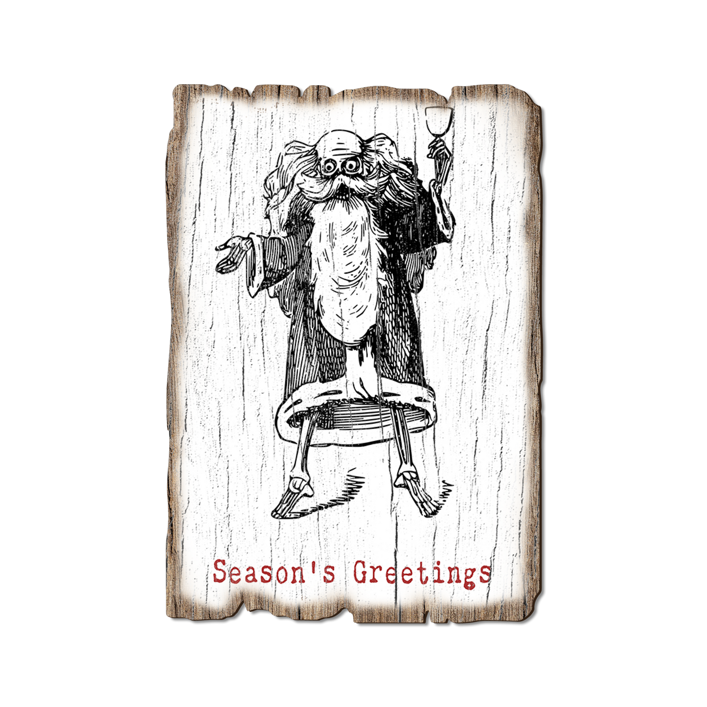 Greeting Card: Weathered Edge - Santa Line Art