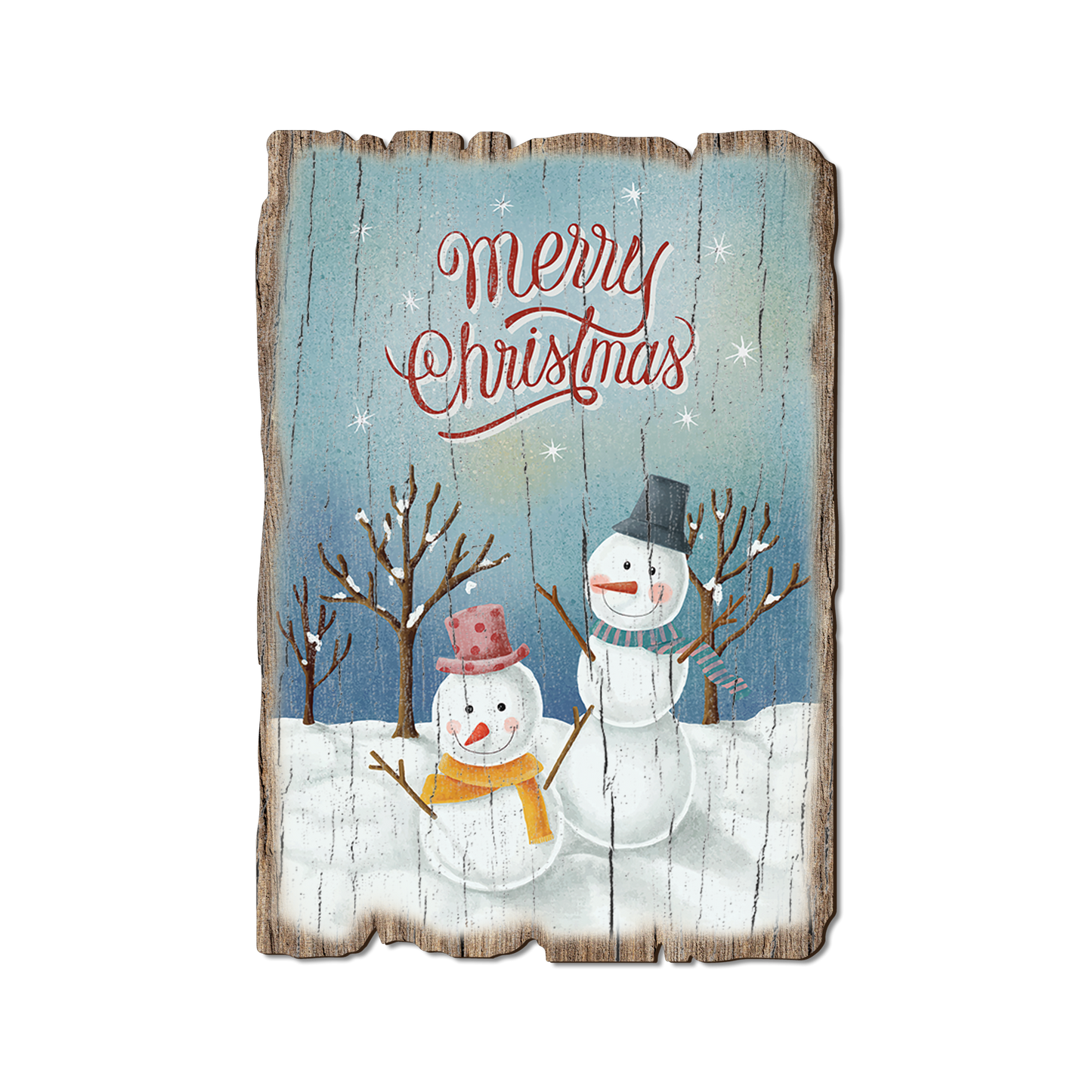 Postcard: Weathered Edge - Two Snowman Greeting (Pack of 5)