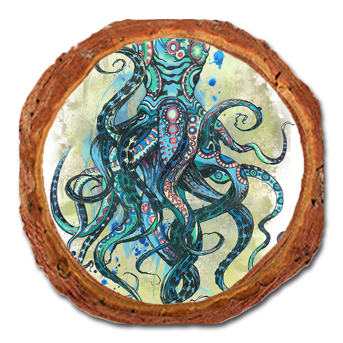 Coaster: Live Edge - Colorful Blue Octopus