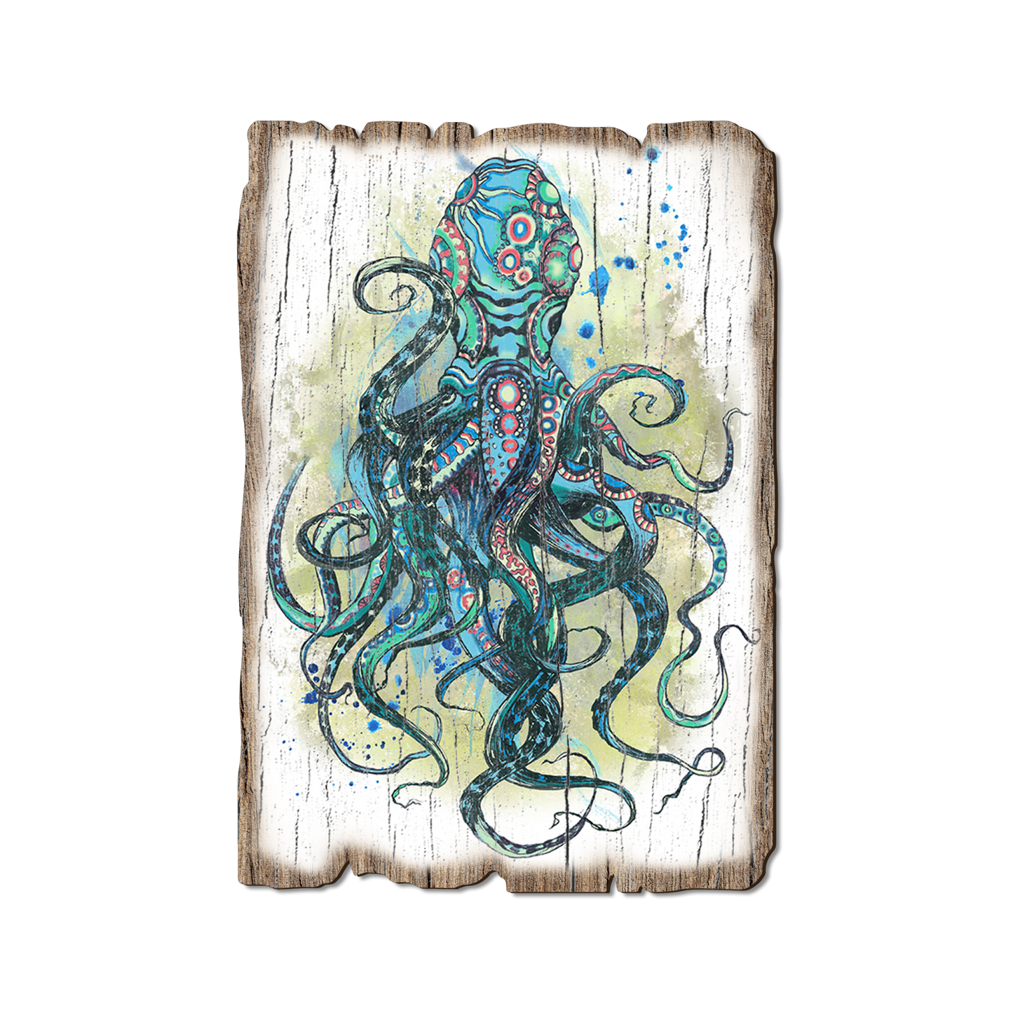 Ornament: Weathered Edge - Colorful Blue Octopus