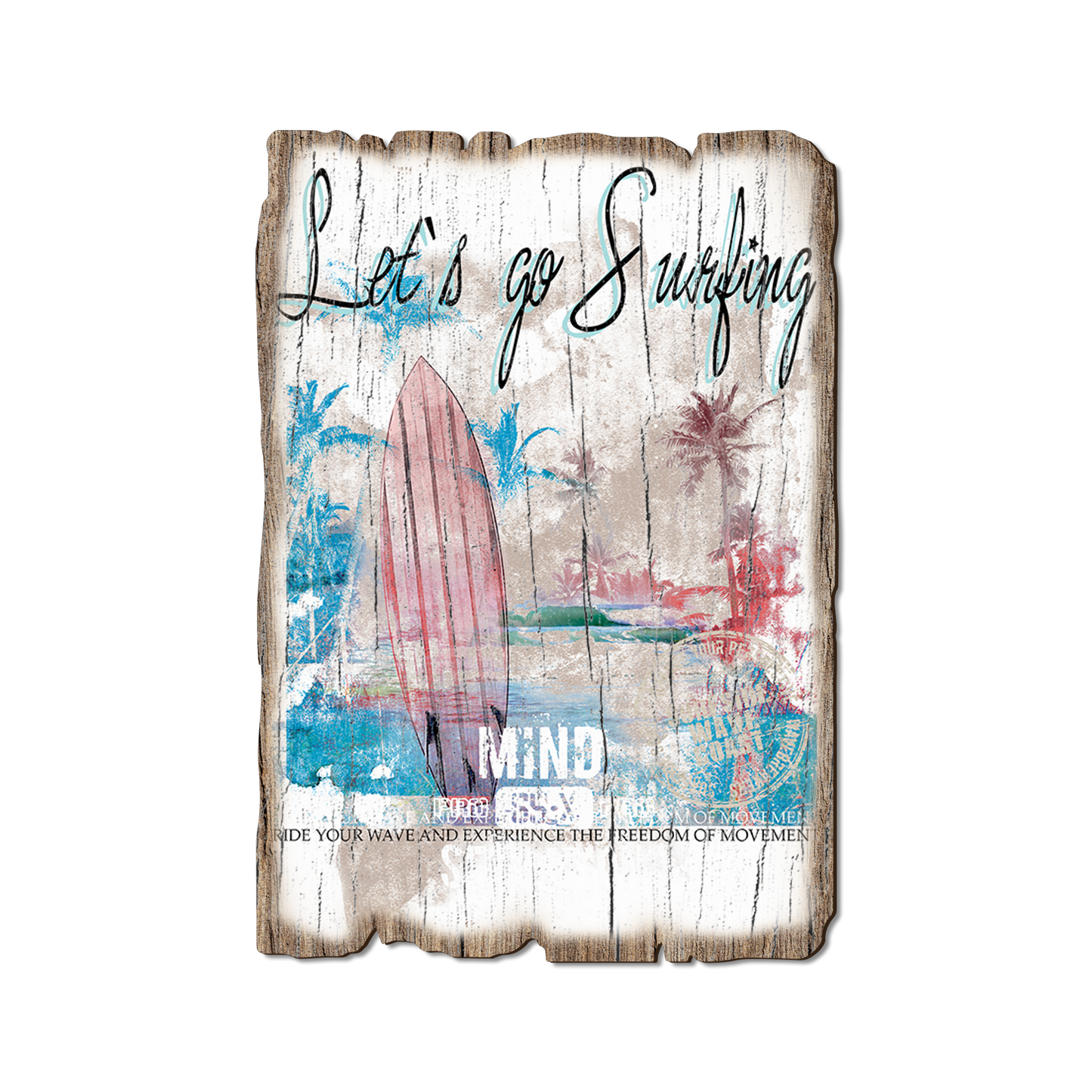 Ornament: Weathered Edge - Let's Go Surfing (Pack of 5)