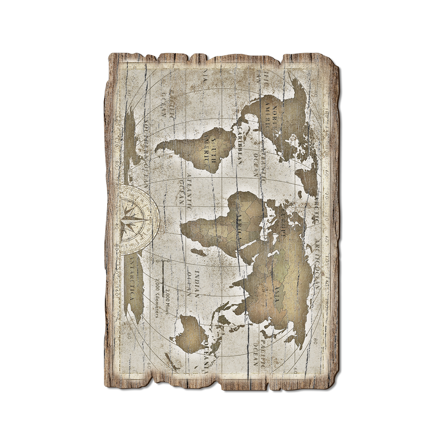 Greeting Card: Weathered Edge - Old World Map