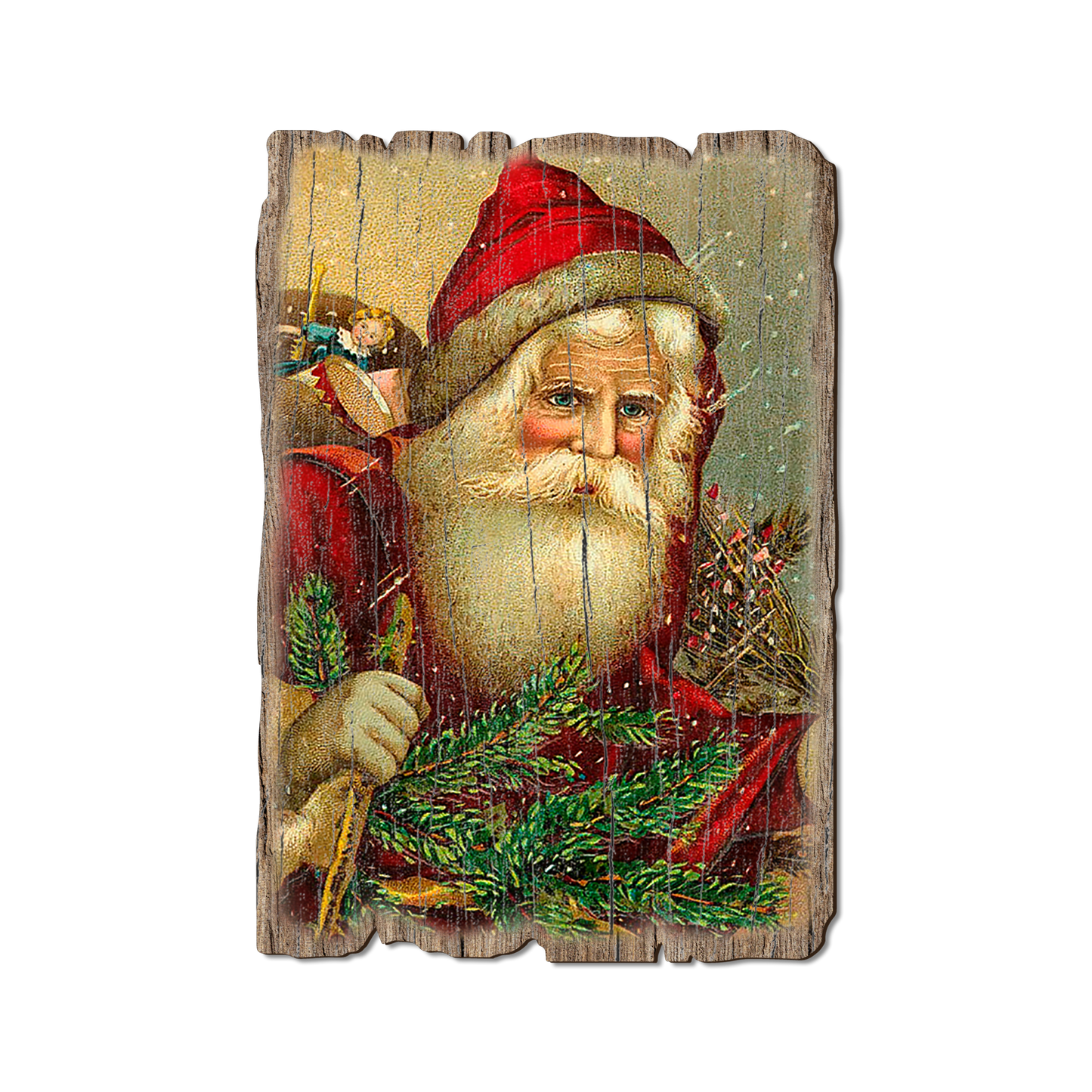 Postcard: Weathered Edge - Red Hat Santa