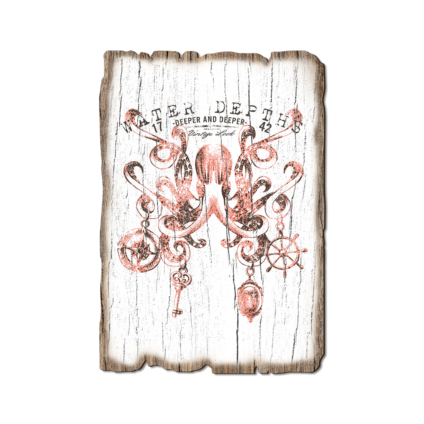 Greeting Card: Weathered Edge - Water Depth Octopus