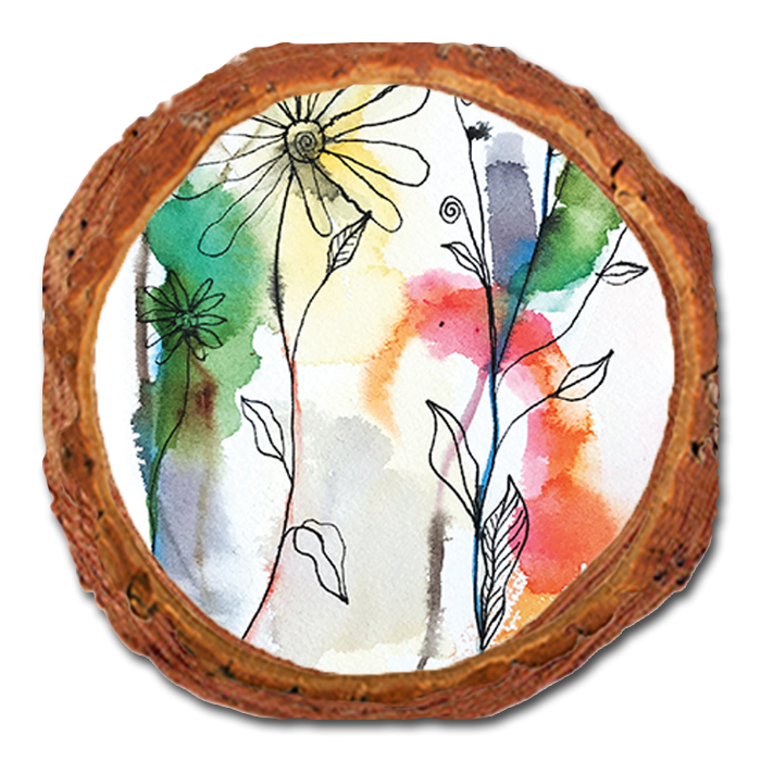 Coaster: Live Edge - Henning's Abstract Flow Flowers (Pack of 5)