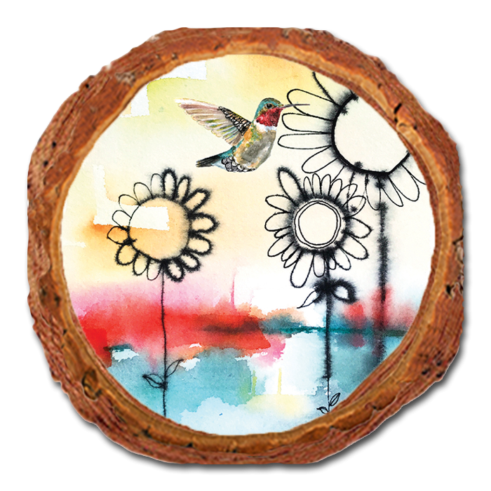 Coaster: Live Edge - Henning's Fuzzy Flowers & Bird (Pack of 5)