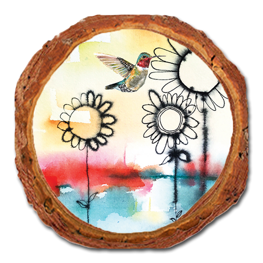 Coaster: Live Edge - Henning's Fuzzy Flowers & Bird (Pack of 5)