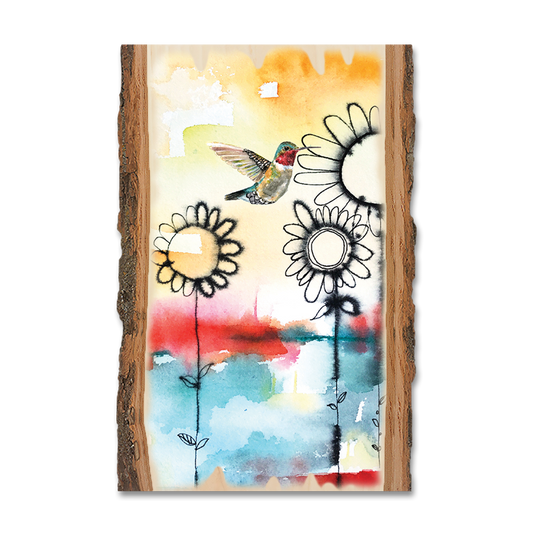 Magnet: Live Edge - Henning's Fuzzy Flowers & Bird