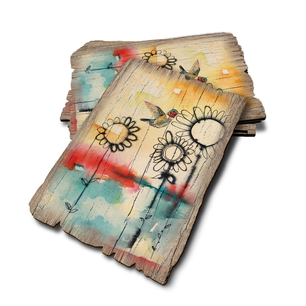 Henning's Fuzzy Flowers And Bird - Weathered Edge Rustic Edge Postcard (5pk // $2.80ea)