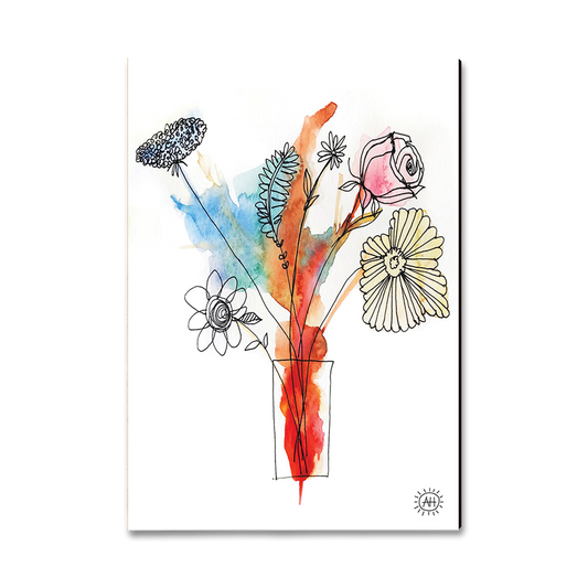 Greeting Card: Classic Edge - Henning's Flowers In Vase