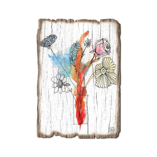 Greeting Card: Weathered Edge - Henning's Flowers In Vase