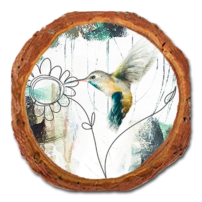 Coaster: Live Edge - Henning's Hummingbird & Simple Flower (Pack of 5)