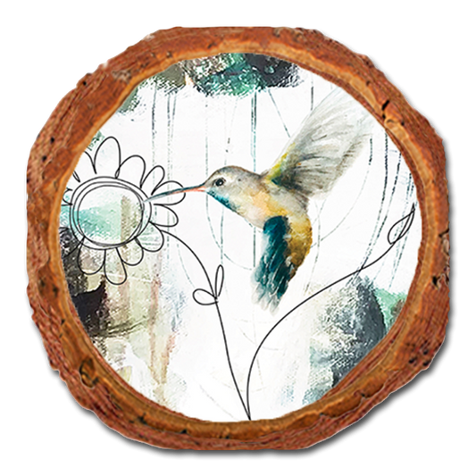 Coaster: Live Edge - Henning's Hummingbird & Simple Flower (Pack of 5)