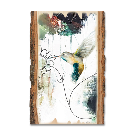 Magnet: Live Edge - Henning's Hummingbird & Simple Flower