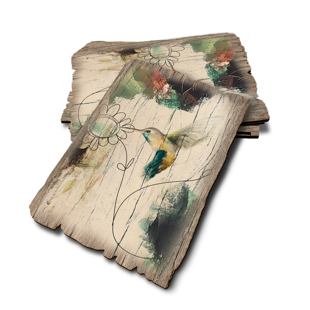 Henning's Hummingbird And Simple Flower - Weathered Edge Rustic Edge Postcard (5pk // $2.80ea)
