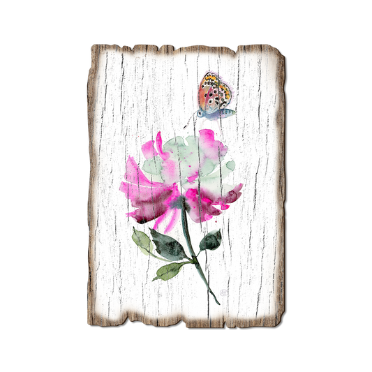 Greeting Card: Weathered Edge - Henning's Purple Flower Butterfly