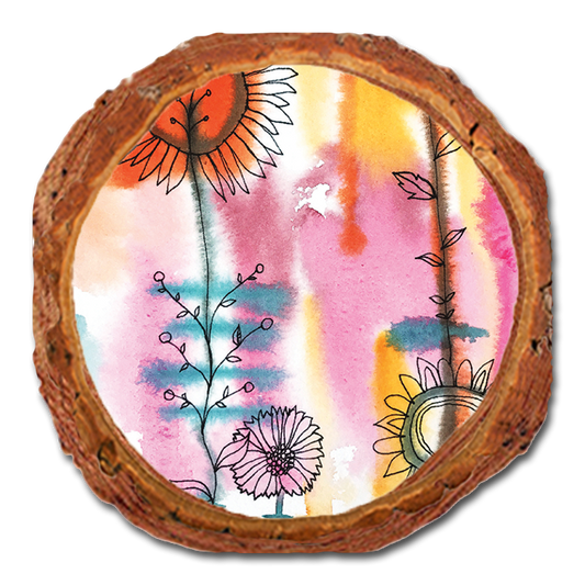 Coaster: Live Edge - Henning's Pink Orange Flowers