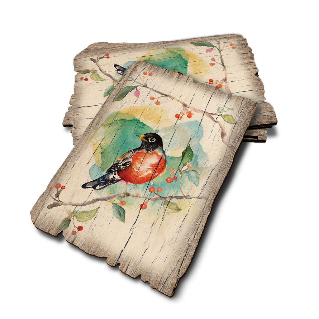 Henning's Robin And Berry - Weathered Edge Rustic Edge Postcard (5pk // $2.80ea)