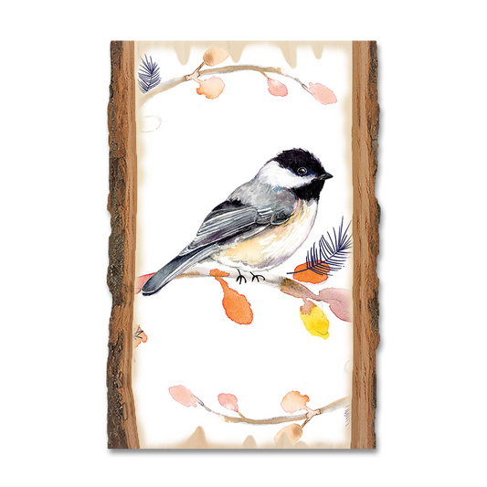 Magnet: Live Edge - Henning's Three Branch Chickadee