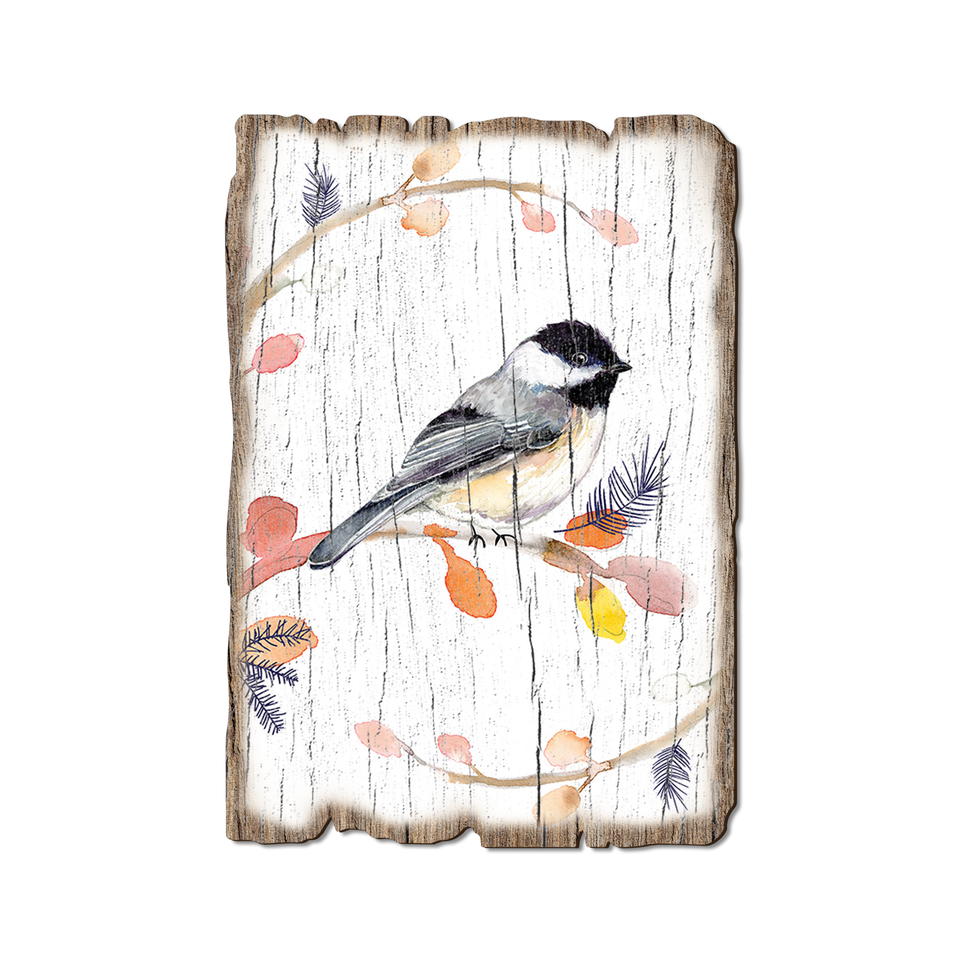 Greeting Card: Weathered Edge - Henning's Three Branch Chickadee