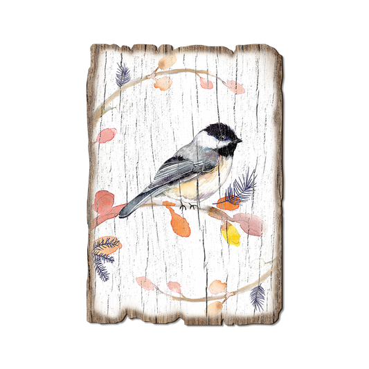 Greeting Card: Weathered Edge - Henning's Three Branch Chickadee