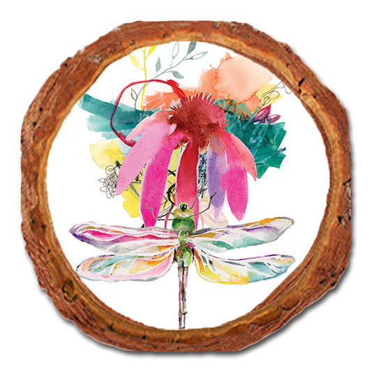 Coaster: Live Edge - Henning's Two Pink Dragonflies (Pack of 5)