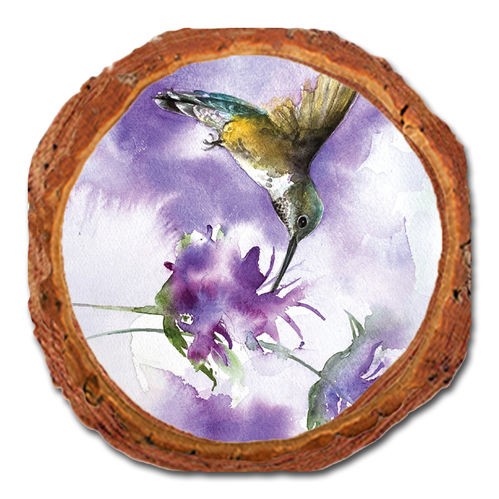 Coaster: Live Edge - Henning's Two Purple Flowers (Pack of 5)