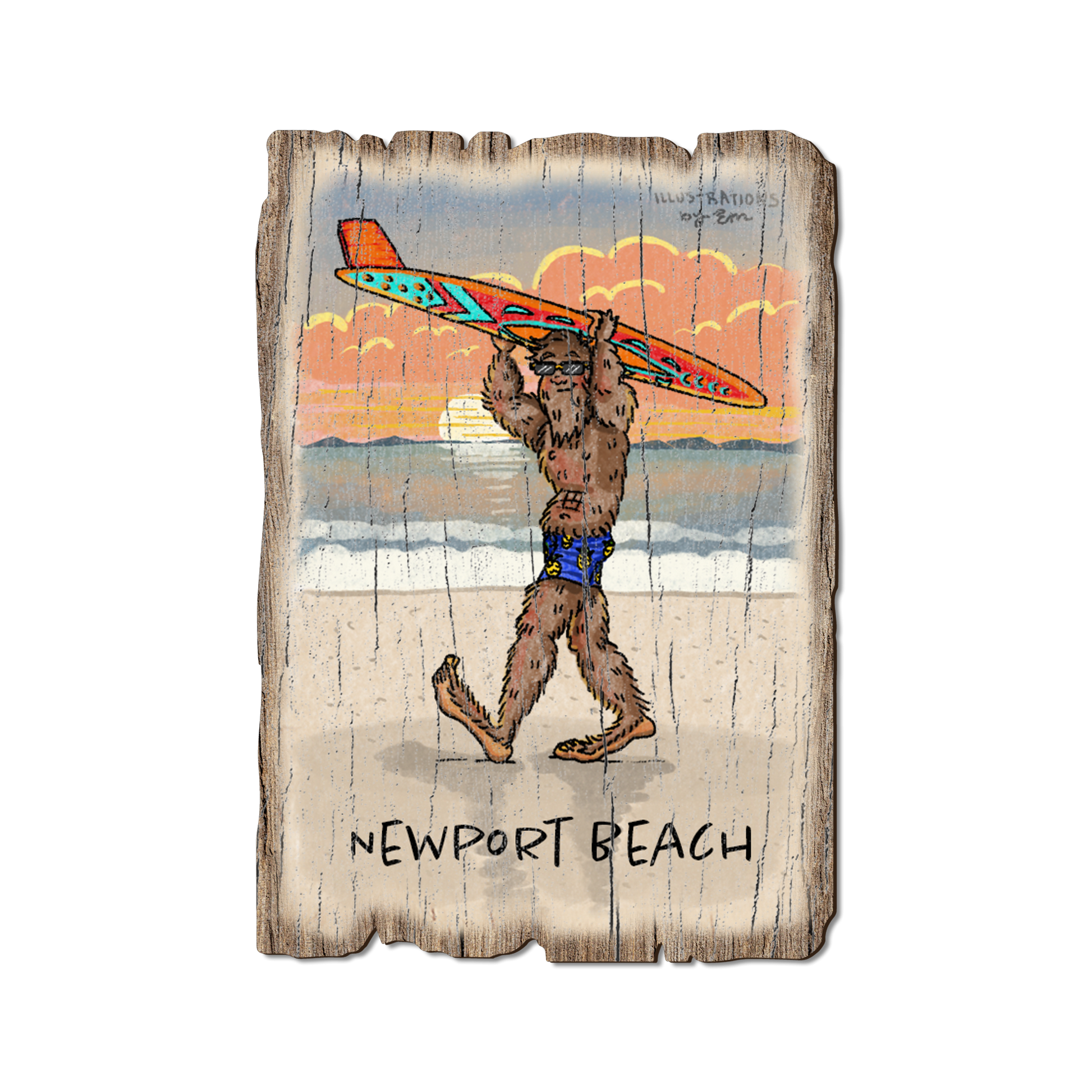 Ornament: Weathered Edge - Bigfoot Board Head (Pack of 5)