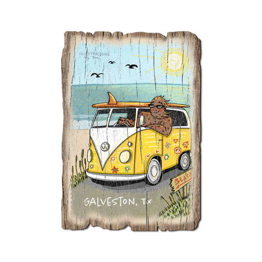 Greeting Card: Weathered Edge - Bigfoot Hippie Van (Pack of 5)